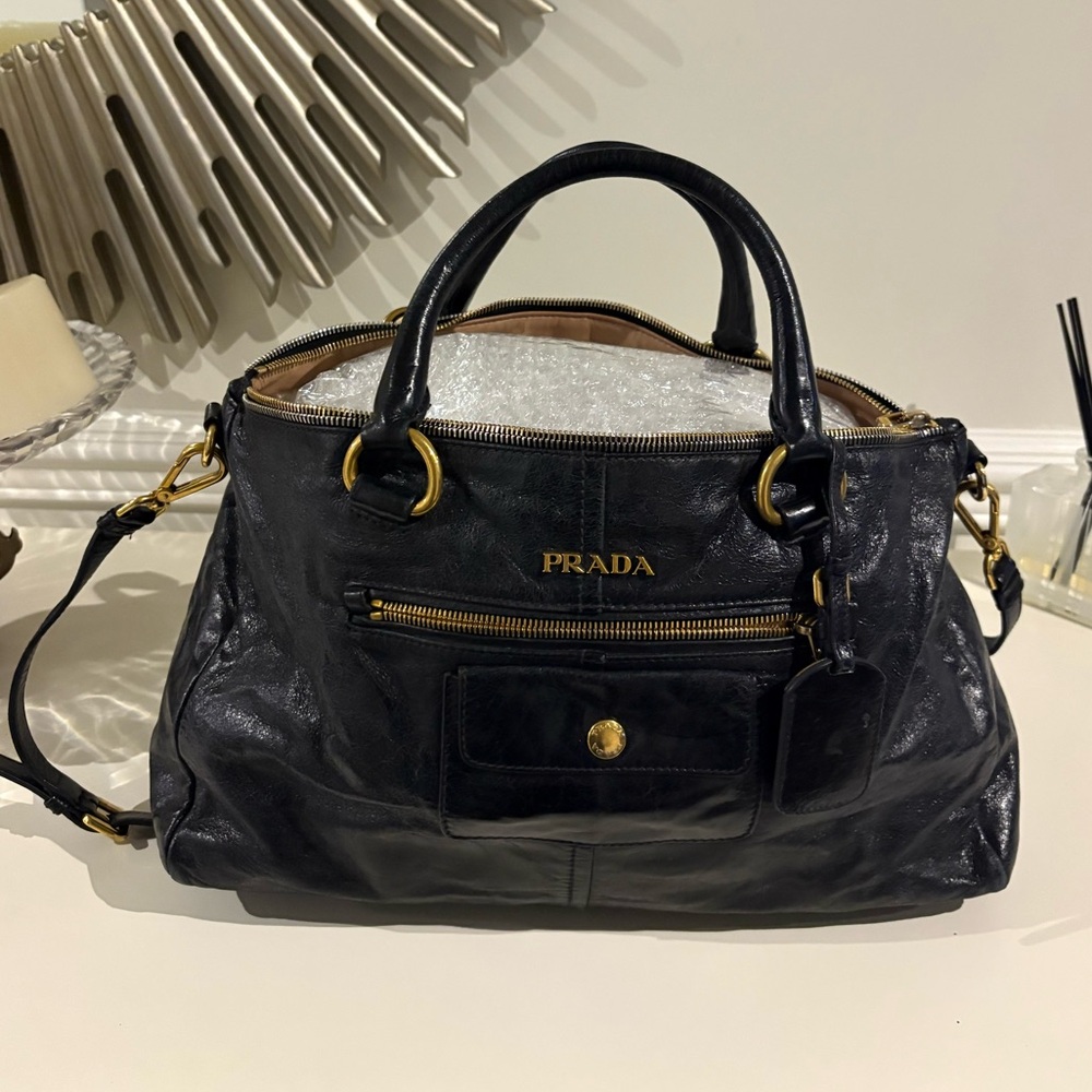 Prada Vintage Black Leather Women's Bag, used, in fair/good condition still